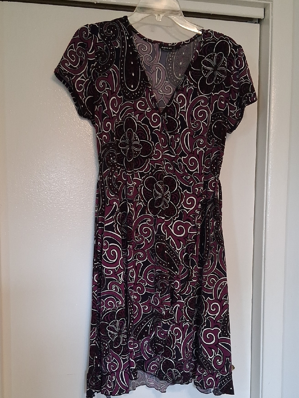 Apt. 9 Purple and Black Floral Midi Wrap-Style Dress